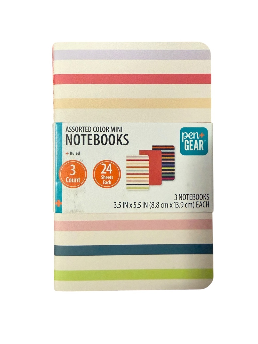 Pen + Gear 3 Count Mini 3.5" x 5.5" 144 Ruled Pages Assorted Color Notebooks NWT